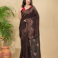 Matka Silk Jamdani Saree With Dark Brown - 022