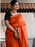 Maheshwari Silk Cotton Saree – Festive Elegance | Orange