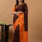 Classic Mysore Semi Silk Saree | Chocolate Brown