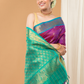 Pure Handloom Korvai Saree | Orchid Purple Cyan Blue