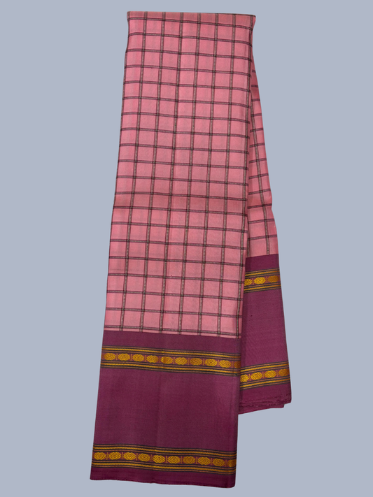 Pure Handwoven Gadwal Silk Saree in Rose Pink - 007