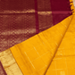 Pure Handloom Korvai Mayil-Chakram Saree in Golden Yellow - 144