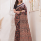 Ajrakh Exclusive Designer Modal Silk in Wine Red -052