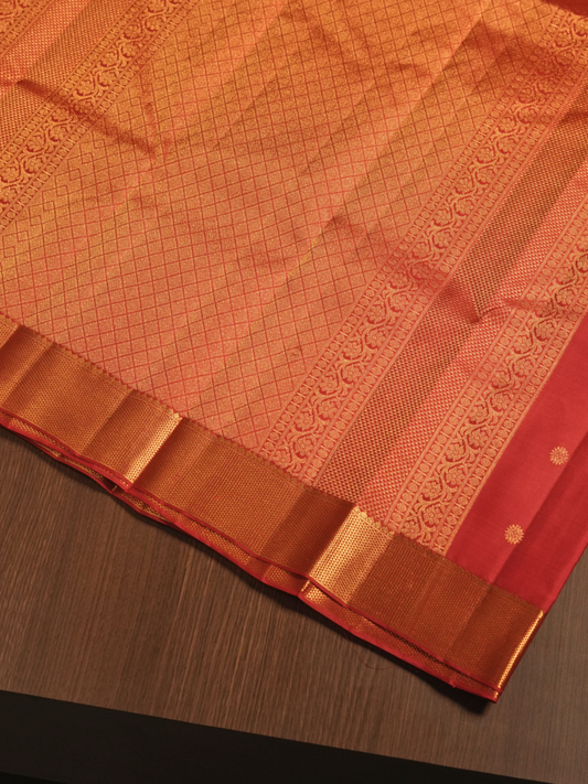 Silk Mark Certified Handloom Kanjivaram Silk Saree  |  Classic Red