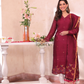 Ruby Red Cotton Linen 2-Piece Set Kurti & Dupatta (UNSTITCHED) - 302