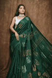Handwoven Pure Jamdani Muslin Saree  |  Deep Teal