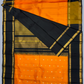 Fire Orange and Black Border Pure Handwoven Kanchi Silk Saree -205