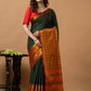 Traditional Narayanpet Cotton Saree | Dark Green