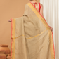 Linen Sequin Jamdani Saree With Light Golden Beige-005