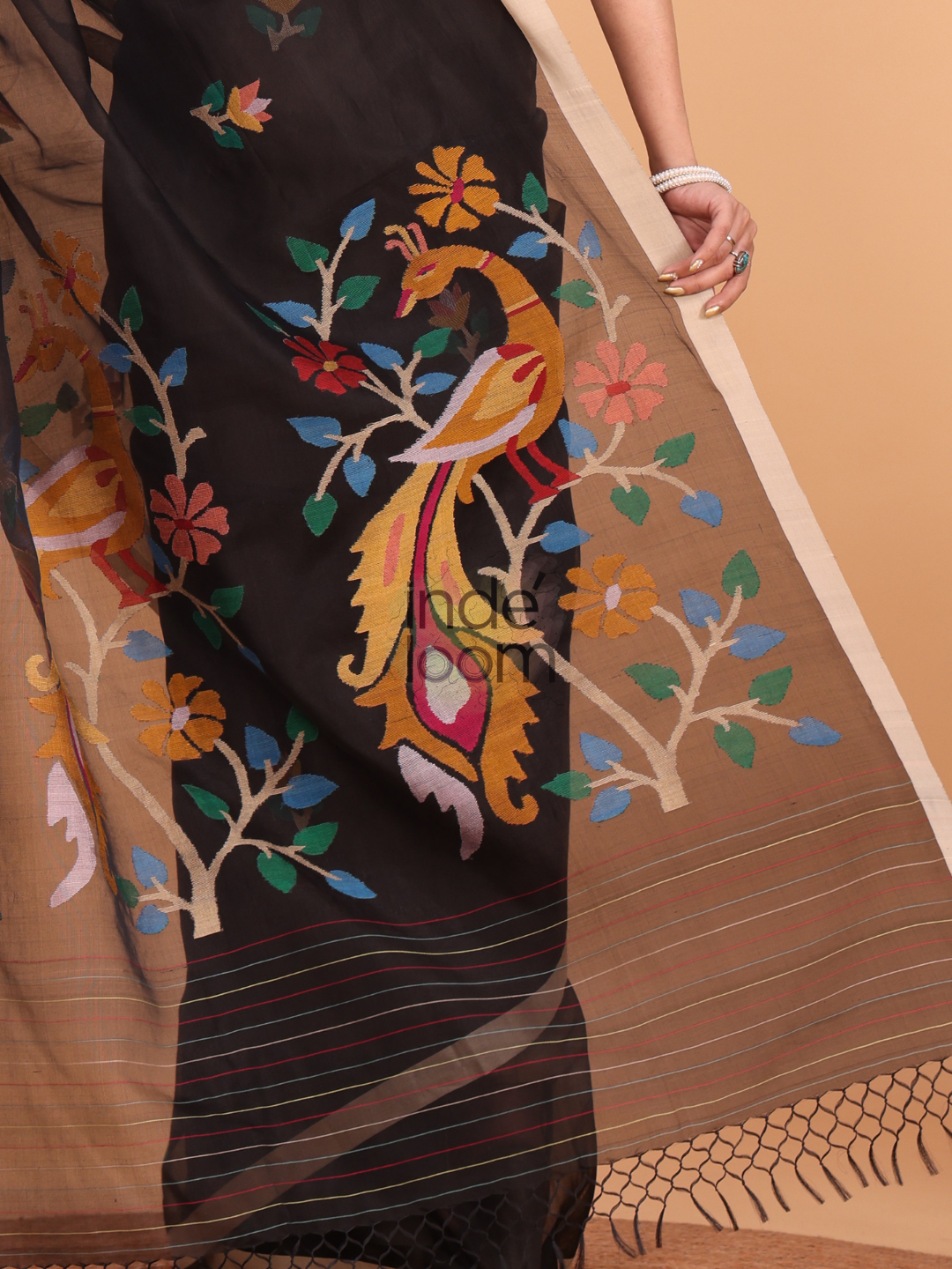 Silk Jamdani Saree With Rich Black - 148