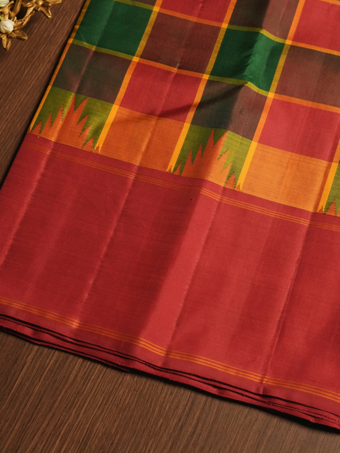 Silk Mark Certified Handloom Kanjivaram Silk Saree  |  Brick Red