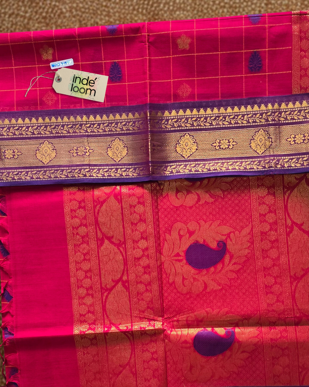 Kanchi Cotton|rani pink & purple