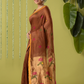 Handwoven Jamdani Linen Saree | Coffee Brown