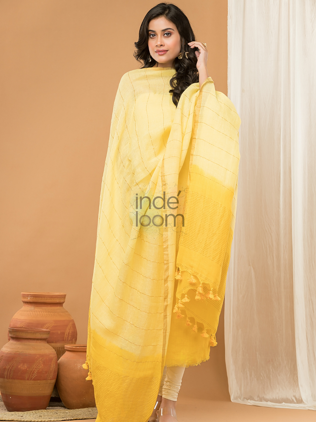 Tuscany Yellow color Jamdani 2-Piece Set Kurti & Dupatta (UNSTITCHED) - 154