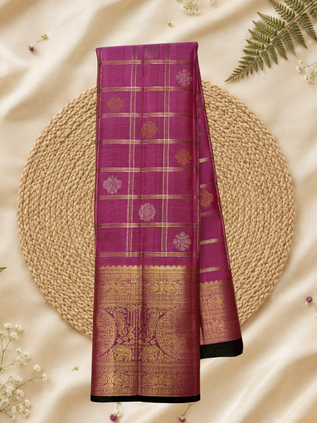 Handwoven Pure Gadwal Silk Saree | Pink