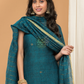 Linen Jamdani Unstitched 2-Piece Kurti  |  Navy Blue