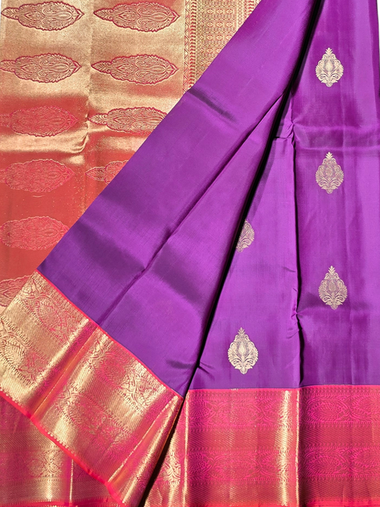 Traditional Kanjivaram Semi Silk Sarees | Royal Purple