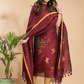 Wine Red Cotton Linen 2-Piece Set Kurti & Dupatta (UNSTITCHED) - 018
