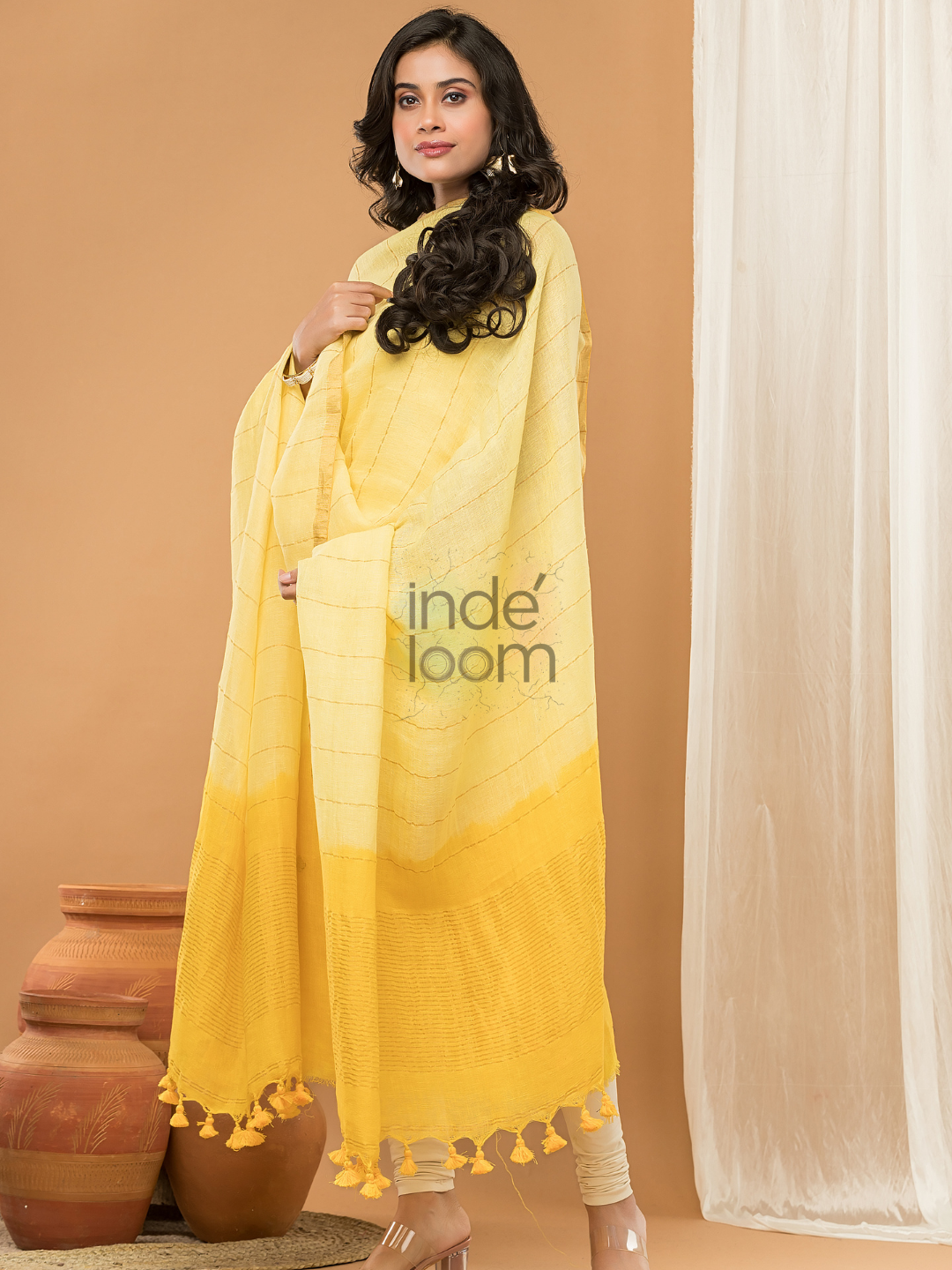 Tuscany Yellow color Jamdani 2-Piece Set Kurti & Dupatta (UNSTITCHED) - 154