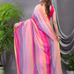 Handloom Mul Cotton Saree With Hot Pink - 002