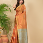 Tissue Silk Saree With Fire Orange - 031