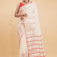 Dewali Saree Handloom Cotton in Red White 017 - indeloom