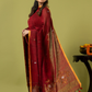 Handwoven Jamdani Linen Unstitched 2-piece Kurti | Deep Red