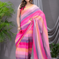 Handloom Mul Cotton Saree With Hot Pink - 002