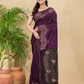 Matka Silk Jamdani Saree With Wine Purple - 025