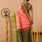 Handloom Korvai Silk Cotton Saree | Peach Coral