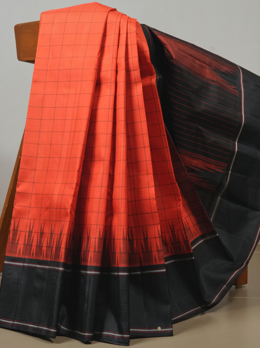 Silk Mark Certified Handloom Kanjivaram Silk Saree  |  Classic Red