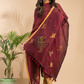 Wine Red Cotton Linen 2-Piece Set Kurti & Dupatta (UNSTITCHED) - 018