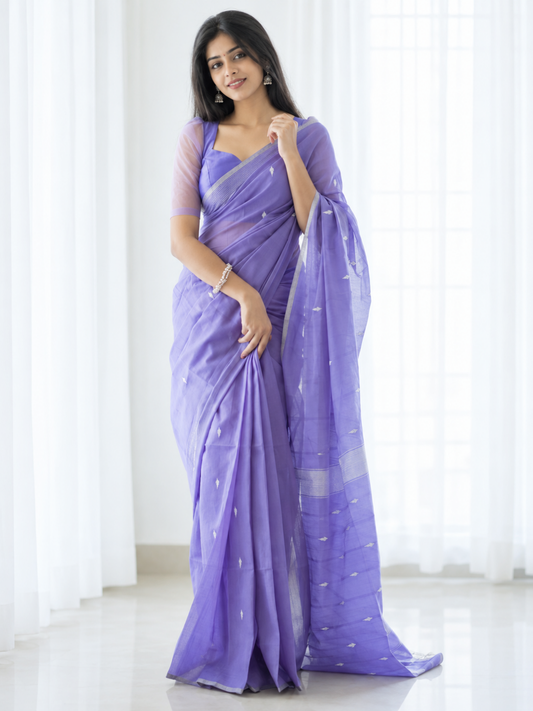 Maheshwari Silk Cotton Saree – Festive Elegance | Iris Purple