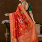 Classic Benarasi Semi Silk Saree | Bright Orange