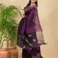 Matka Silk Jamdani Saree With Wine Purple - 025