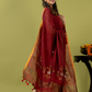 Handwoven Jamdani Linen Unstitched 2-piece Kurti | Deep Red