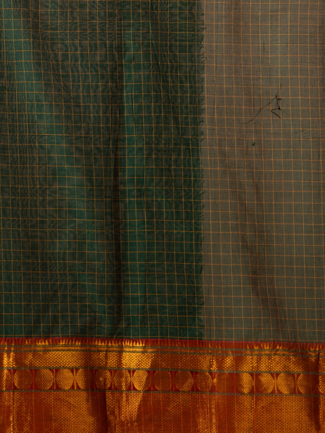 Traditional Narayanpet Cotton Saree | Dark Green