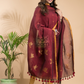 Wine Red Cotton Linen 2-Piece Set Kurti & Dupatta (UNSTITCHED) - 018