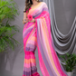 Handloom Mul Cotton Saree With Hot Pink - 002