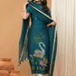 Linen Jamdani Unstitched 2-Piece Kurti  |  Navy Blue