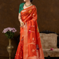 Classic Benarasi Semi Silk Saree | Bright Orange