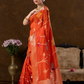 Classic Benarasi Semi Silk Saree | Bright Orange