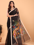 Silk Jamdani Saree With Rich Black - 148