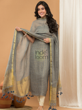 Neutral Grey | Handloom Jamdani Linen Unstitched 2-Piece Kurti