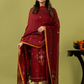 Handwoven Jamdani Linen Unstitched 2-piece Kurti | Deep Red