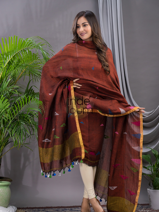Ruby Red Linen X Linen 2-Piece Set Kurti & Dupatta (UNSTITCHED) - 118
