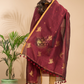 Wine Red Cotton Linen 2-Piece Set Kurti & Dupatta (UNSTITCHED) - 018