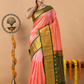 Handloom Korvai Silk Cotton Saree | Peach Coral
