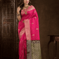 Hot Pink Cotton Silk Saree - 006 - indeloom