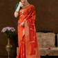 Classic Benarasi Semi Silk Saree | Bright Orange